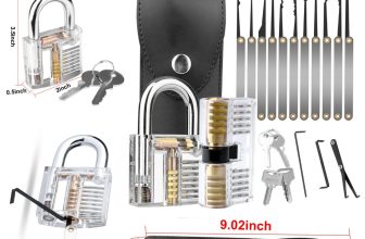 15 Pcs Locksmith Set with Clear Transparent Padlock and Euro Cylinder