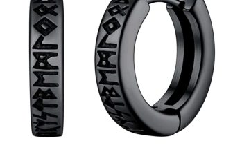 Men Womens Surgical Steel Hoop Earrings Viking Runes Round Hoops Earrings