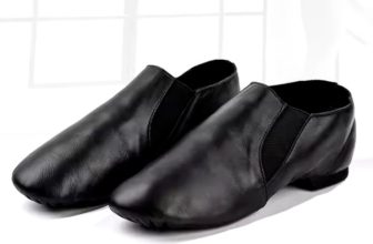 Slip on jazz shoes Black Leather Neoprene Rubber Split sole Kids & Girls Sizes