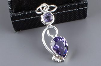 Iolite Gemstone 925 Sterling Silver Jewelry Chain Pendant 1.47″ Christmas Gift