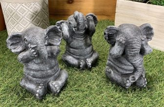 STONE GARDEN SET OF 3 WISE CHEEKY ELEPHANT SEE HEAR SPEAK NO EVIL ORNAMENT