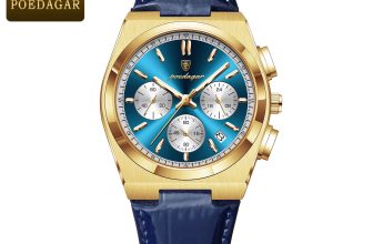 Men’s Luxury Quartz Watch Chronograph Waterproof Leather Strap Casual Military