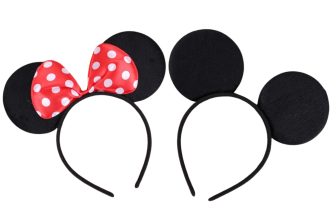 Pack of 2 Mouse Ears Headband for Adults & Kids – Black Mouse Ears with Red
