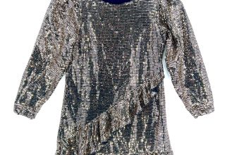 Pinko Up Girls Party Dress Size 8 Black Gold Sequins Long Sleeve Ruffle Designer