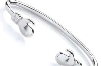 Sterling Silver Baby Bangle – Boxing Glove Torque Style – Solid 925 Silver