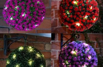 28CM SOLAR POWERED TOPIARY 20 LED BALL FLOWER LIGHTS DUAL FUNCTION GARDEN SPHERE