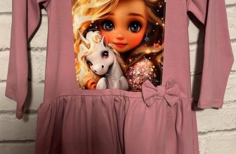 Girls dress, pink colour with unicorn, size 7 years old