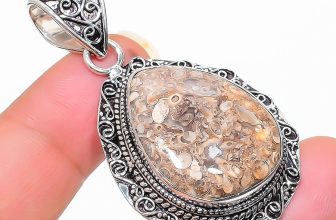 Turritella Pear Shape Gemstone Pendant Unique Gift Vintage Jewelry 2.20″ VP 2773