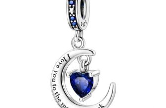 S925 Sterling Silver I Love You to the Moon and Back Heart Charm For Bracelets