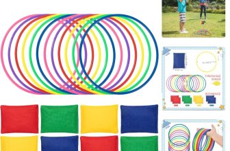 Durable Toss Game Set with 8 Bean Bags and 12 Rings for Indoor/Outdoor Play