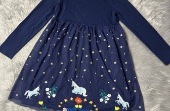 Hanna Andersson Girls Navy Blue Tulle Unicorn Star Dress Size 8 130