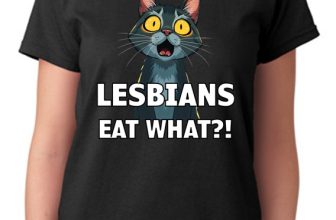 Lesbians Eat What? Pussy! Funny Gay Joke T-Shirt Ladies Cat Tee Lesbian Top