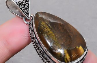 Tiger’s Eye Gemstone Handmade Engagement Gift Jewelry Vintage Pendant 2″ SR 1080