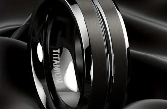 Men’s ring Titanium Double Grove Black 8mm Mens Fashion Wedding Band Ring
