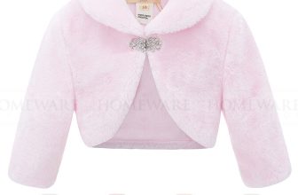 Girls Bolero Faux Fur Shrug White Pink Diamanté Clasp Kids 3/4 Sleeve 6m-13y