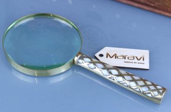 Zuari Antique Vintage Magnifying Glass Mother of Pearl Brass Gift Home Decor