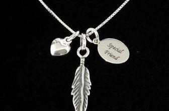Silver Feather Necklace with ANY Engraving in a Gift Box, .925 Sterling Silver.