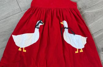 Vintage Childs Red Dress with Ducks size 8-9 Years