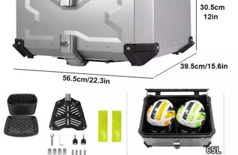 65L Motorcycle Rear Top Box Luggage Aluminium Aolly Tail Carrier Case Silver New