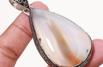 Montana Agate Pear Gemstone Pendant Handmade Gift Vintage Jewelry 2.80″ VP 2657