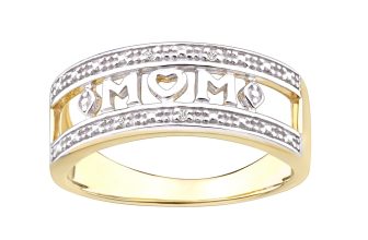 9ct Yellow Gold on Silver Diamond MUM Ring sizes J – V