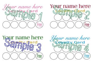 LOYALTY CARDS 50 BUSINESS 9 CIRCLES DESIGNED PERSONALISED PRINTED BUSINESS plu