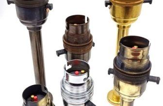 Switched pedestal lamp holder B22 brass, antique, brushed or chrome 4 heights