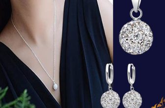 Genuine 925 Sterling Silver Stunning CZ Crystals Ball Necklace Drop Earrings Set