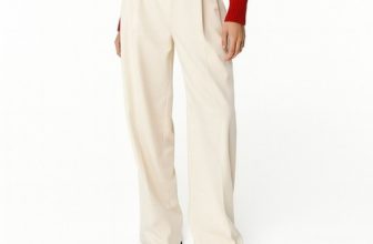 Zara Wide Leg Pleated Trousers Cream Size Small