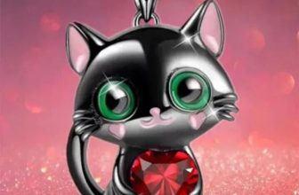 Cute Black & Red Crystal Cat Animal Necklace Xmas Birthday Gift For Wife Women