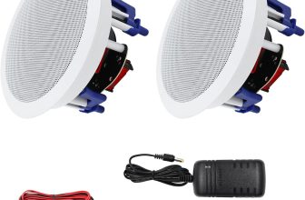 Herdio 5.25″ 2x Bluetooth Ceiling Speakers Home Wall Kitchen Bathroom Speaker