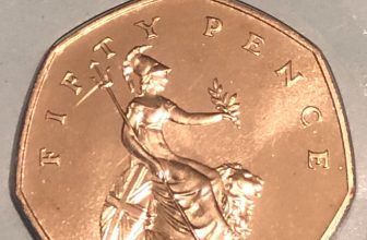 1985 50p Britannia Large Fifty Pence Coin UK. RARE Uncirculated with Toning