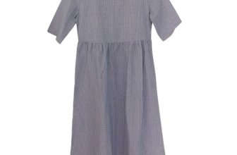 NEW Womens Modest Midi Dress Short Sleeve Blue 100% Cotton Size Medium