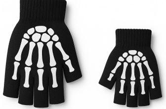 Skeleton Fingerless Gloves Halloween Skull Bone Winter Party Cosplay Adults Kids