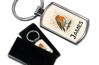 Personalised Robin Bird Keyring Gift – Custom Name Keychain in Gift Box