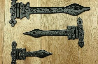 Cast Iron Black Spear Hinges Antique Vintage Traditional Leaf Door Gate Pair