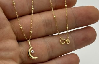 375 9ct Yellow Gold Moon Charm Pendant Necklace Ball Bead 18 inch Chain New