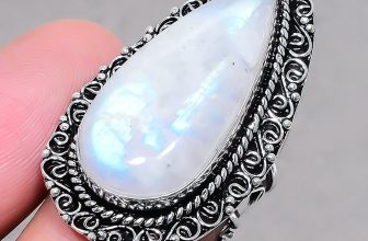Rainbow Moonstone Pear Shape Gemstone Jewelry Vintage Adjustable Ring SR 2778