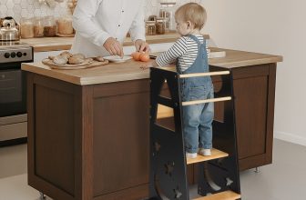 3-in-1 Toddler Learning Tower Kids Step Stool & Mini Desk with Safety Rail UK