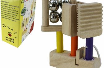 3 Pc Wood MUSICAL INSTRUMENTS Handle Bells + Clicker Shaker + Scrapper c/w Stand