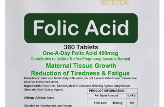 Folic Acid 400mcg Tablets 360 Reduce Tiredness & Fatigue Vegan UK by PROAID