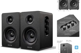 HiFi Sound Experience: SW208 60W Bluetooth Bookshelf Speakers, Black Finish