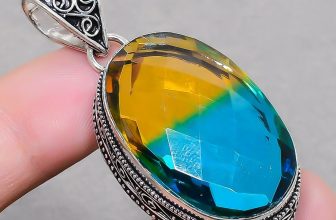 Multi Tourmaline Gemstone Handmade Antique Jewelry Vintage Pendant 2.30″ SR 1940