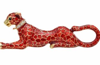 Stunning vintage look gold plated retro leopard celebrity brooch broach pin f30