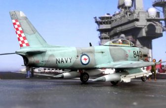 1:72 Commonwealth Aircraft Corporation (CAC) “Sea Sabre” Mk. 41; aircraft “840 (s/n 142833)” of the Royal Australian Navy 805 Squadron (VF-805); HMAS Melbourne (R 21), 1979 (Whif/modified Sword kit)