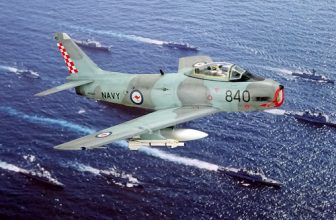 1:72 Commonwealth Aircraft Corporation (CAC) “Sea Sabre” Mk. 41; aircraft “840 (s/n 142833)” of the Royal Australian Navy 805 Squadron (VF-805); HMAS Melbourne (R 21), 1979 (Whif/modified Sword kit)