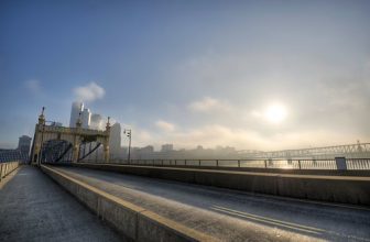 Sun rise over Smithfield St. Bridge
