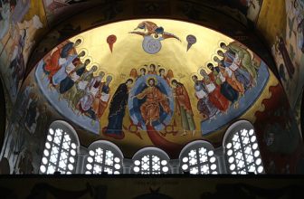 Jesus with his twelve apostles on the side dome of Podgorica Cathedral