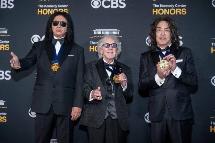KISS members Gene Simmons, Peter Criss, and Paul Stanley