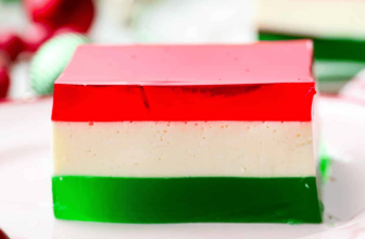 Christmas Ribbon Jello Salad (Layered Holiday Dessert)